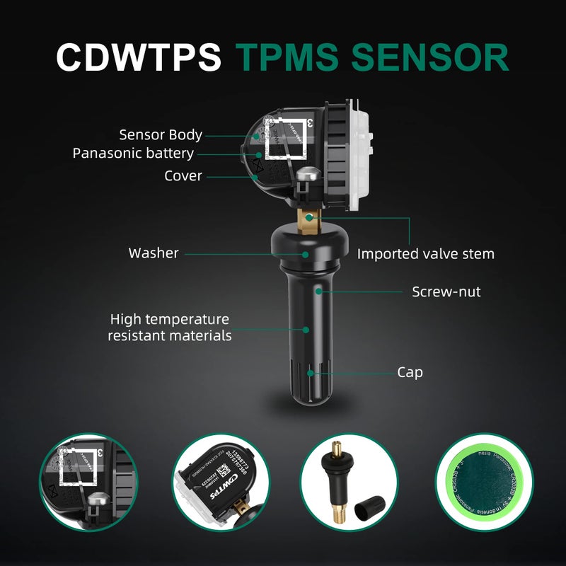 CDWTPS TPMS Sensor GM 4-Pack, 315MHZ Tire Pressure Monitor System for Chevy Silverado GMC Buick Cadillac Hummer Pontiac GM SAAB Saturn Replace#13598771,13598772,13586335,13581558,20923680 - Image 4
